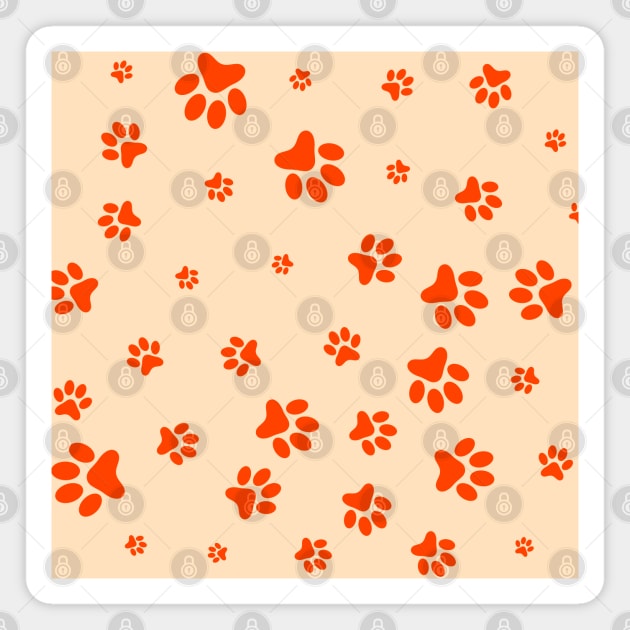 Orange Footprints of the dog Magnet by Tilila